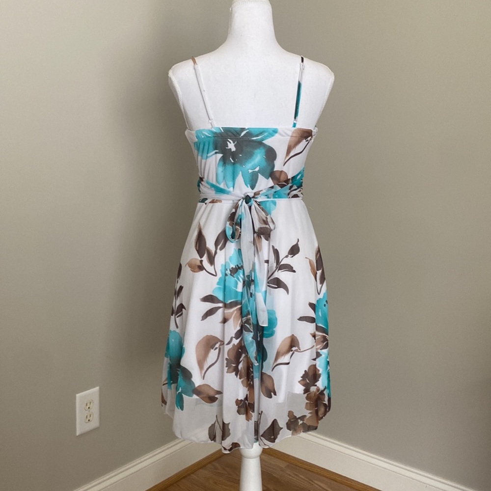 Floral Cocktail Dress with Spaghetti Straps & Sweetheart Bust Line - Picture 6 of 7